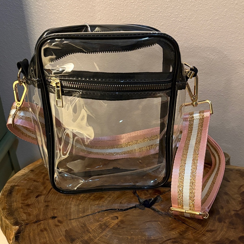 Transparent Crossbody Bag with Black Trim
